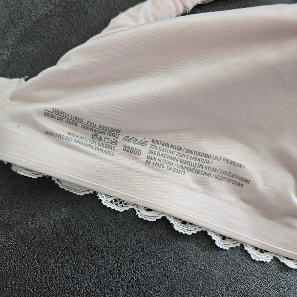 Aerie Lightly Lined Full Coverage Bra Light Pink 32DDD Lace Trim - Picture 6 of 6